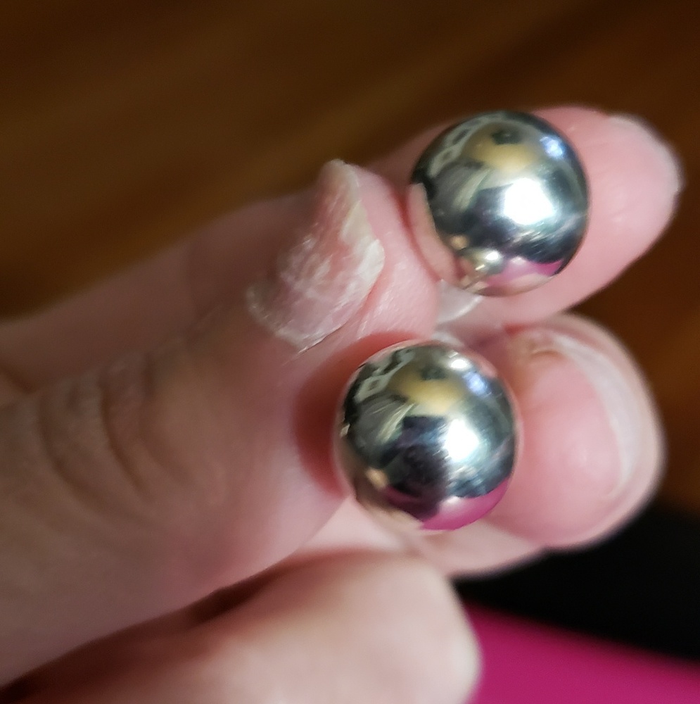 Silver ball stud earrings